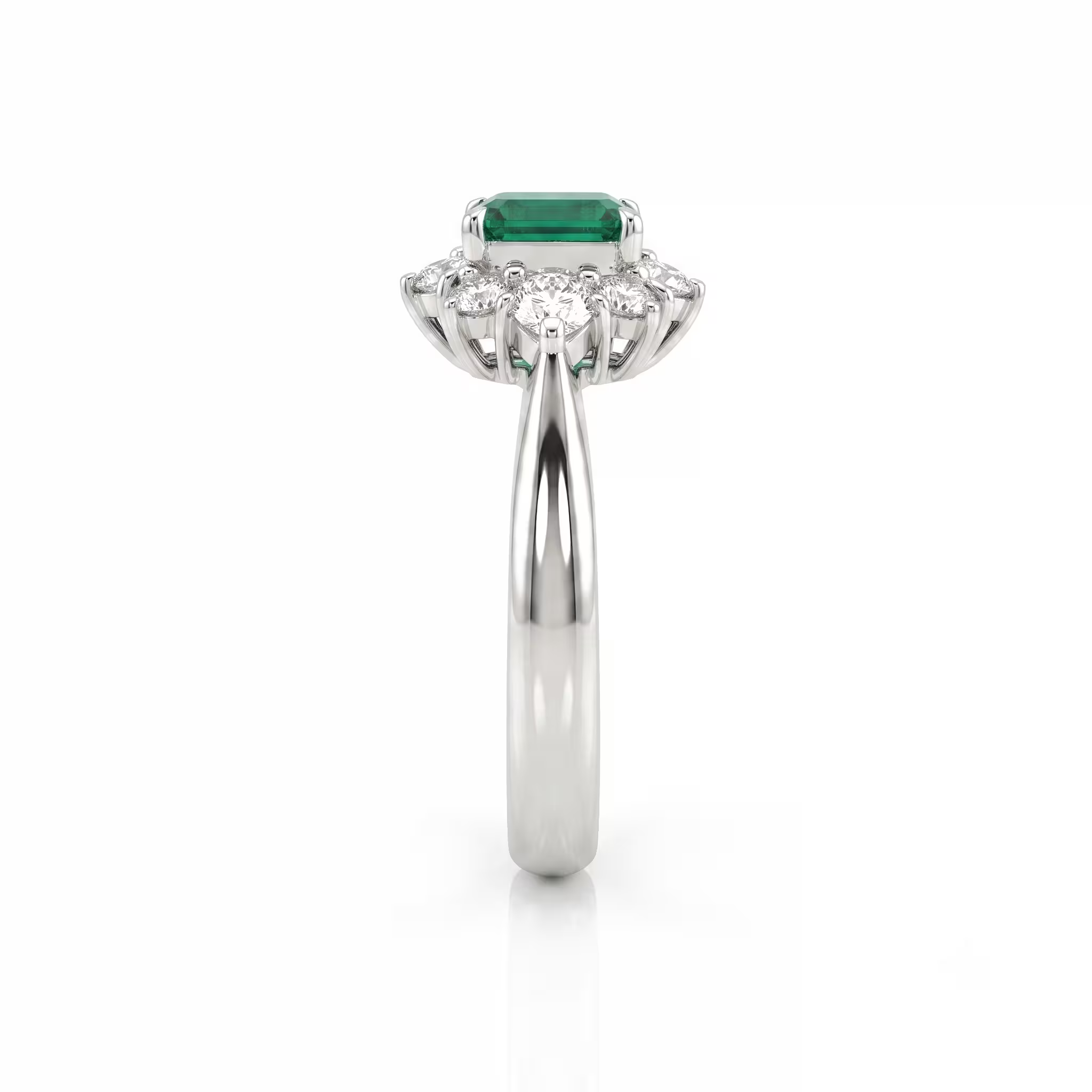 0.90ct Oval Cut Colombian Emerald Engagement Ring - Platinum