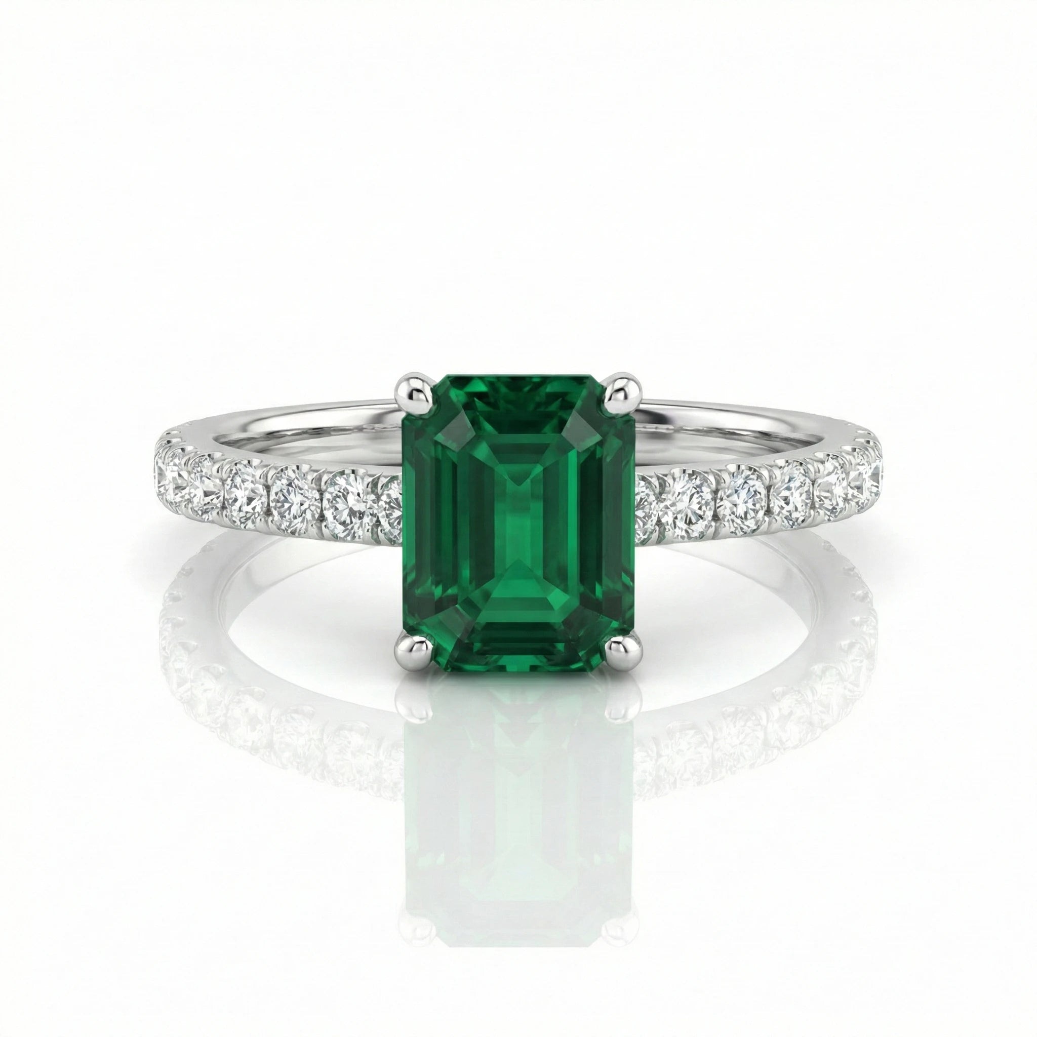 1.17ct Green Emerald Cut Engagement Ring, 18K Gold