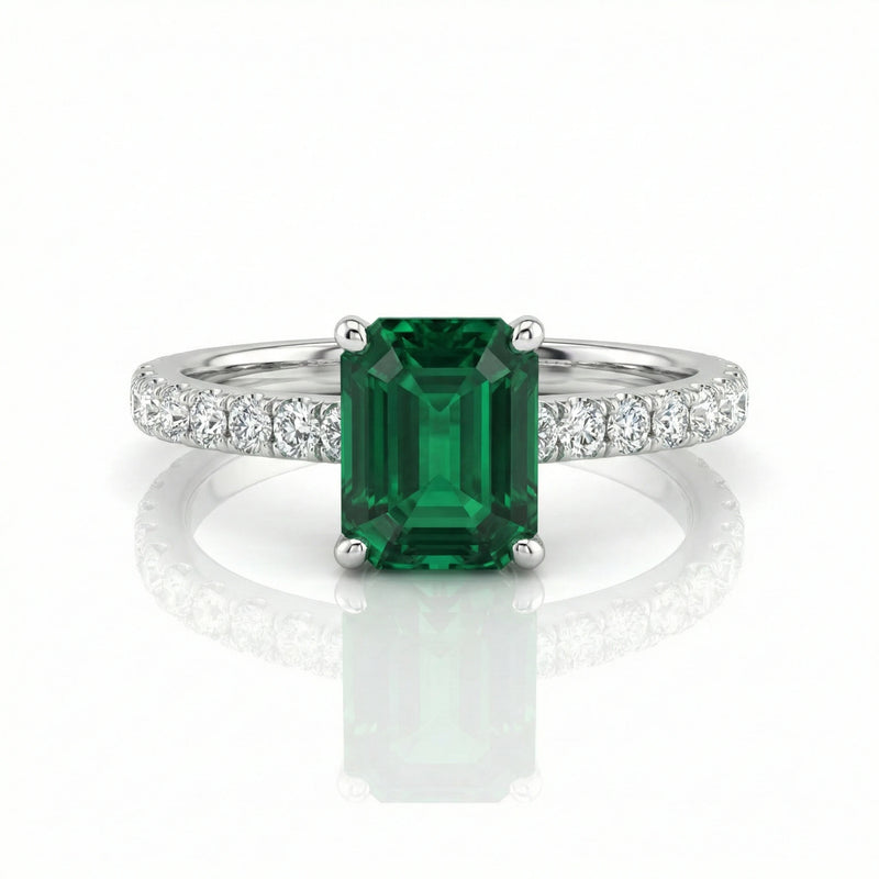 1.17ct Green Emerald Cut Engagement Ring, 18K Gold