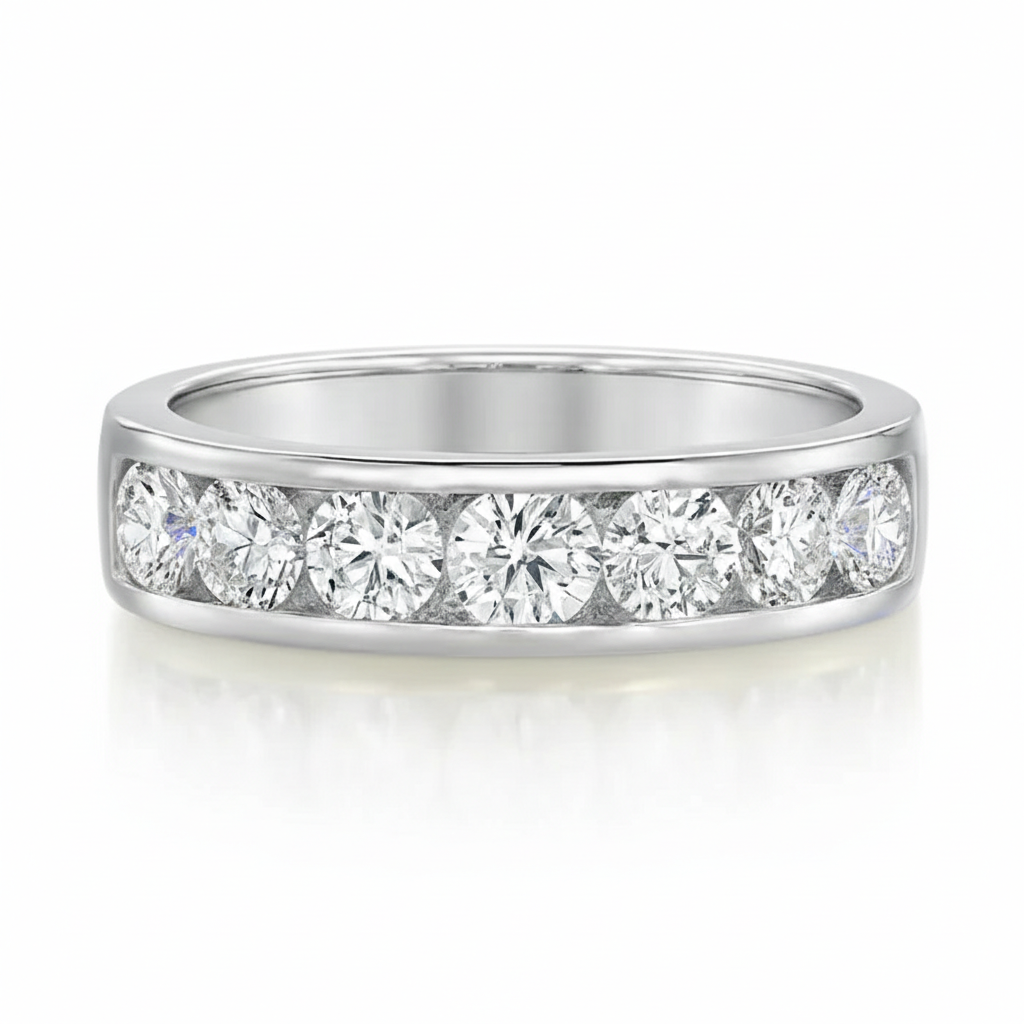 Round Diamond Channel Eternity Ring 18k Gold