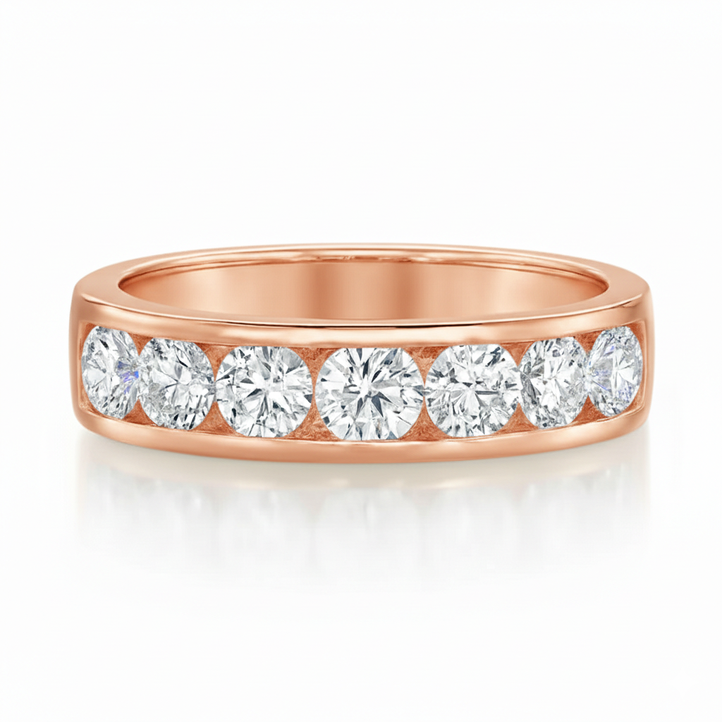 Round Diamond Channel Eternity Ring 18k Gold