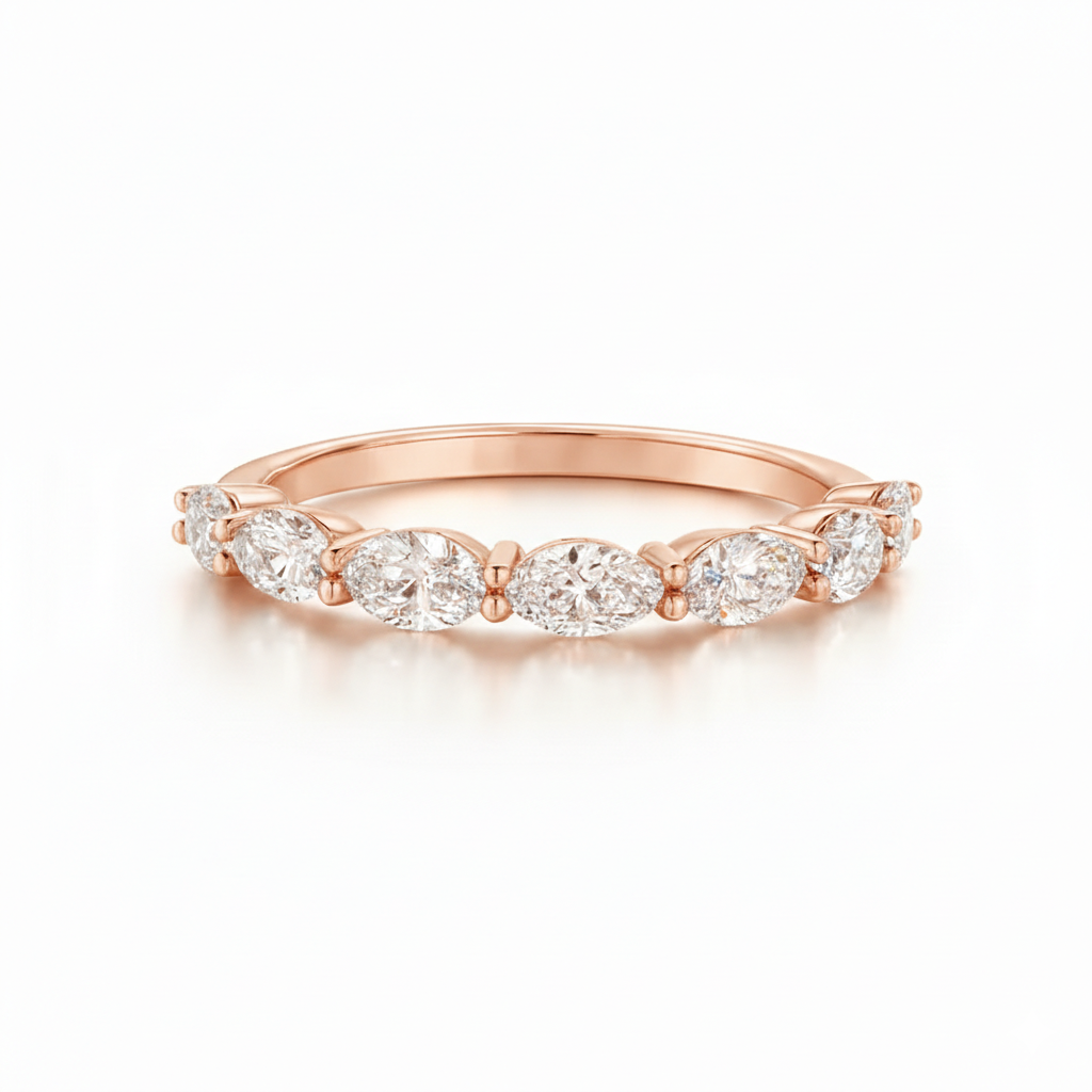 Marquise Diamond Sideways Half Eternity Ring