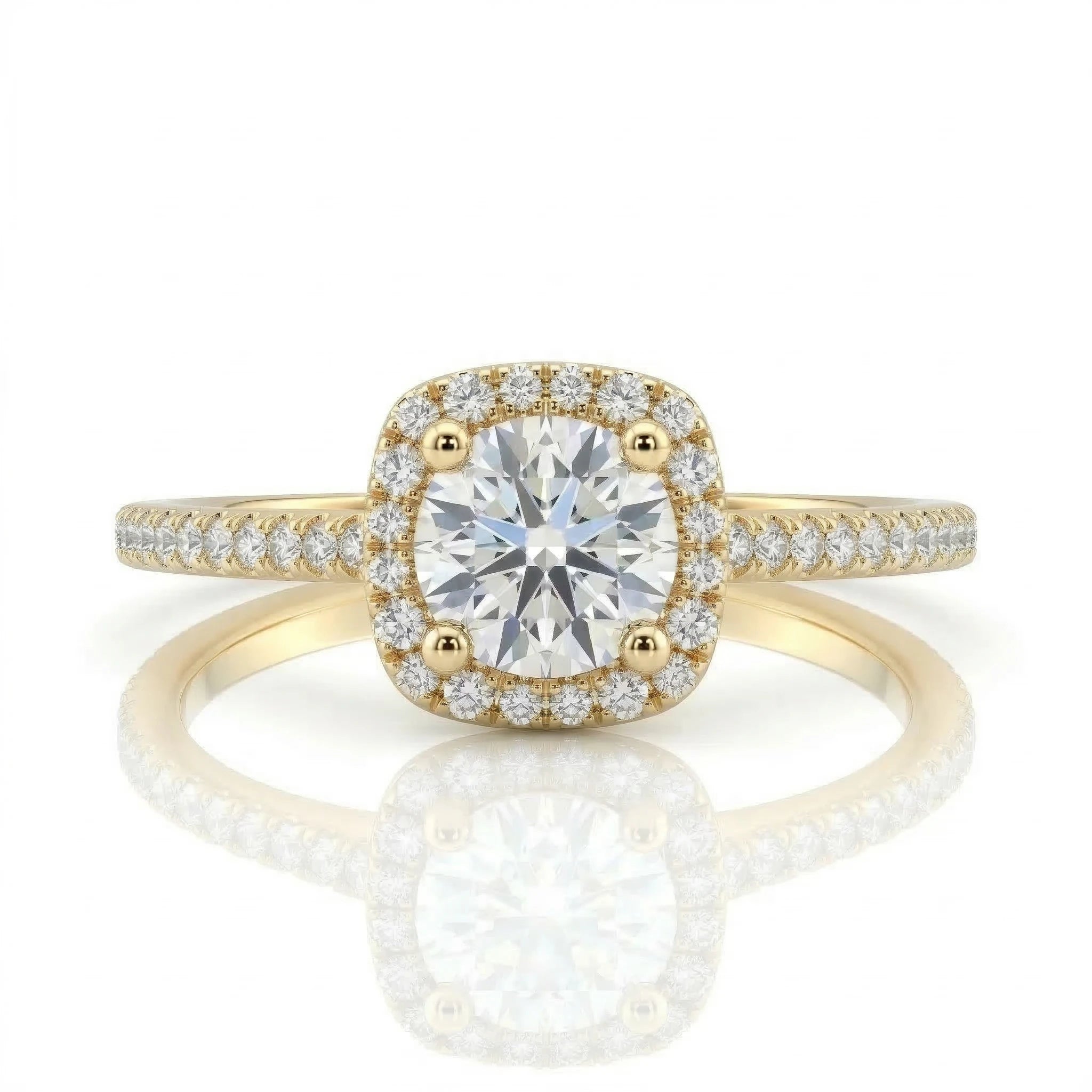 0.44ct GIA Round Cut Natural Diamond Halo Setting Engagement Ring