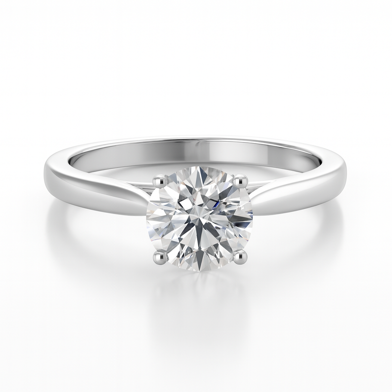 Natural Round Diamond Solitaire Setting Engagement Ring 0.80ct