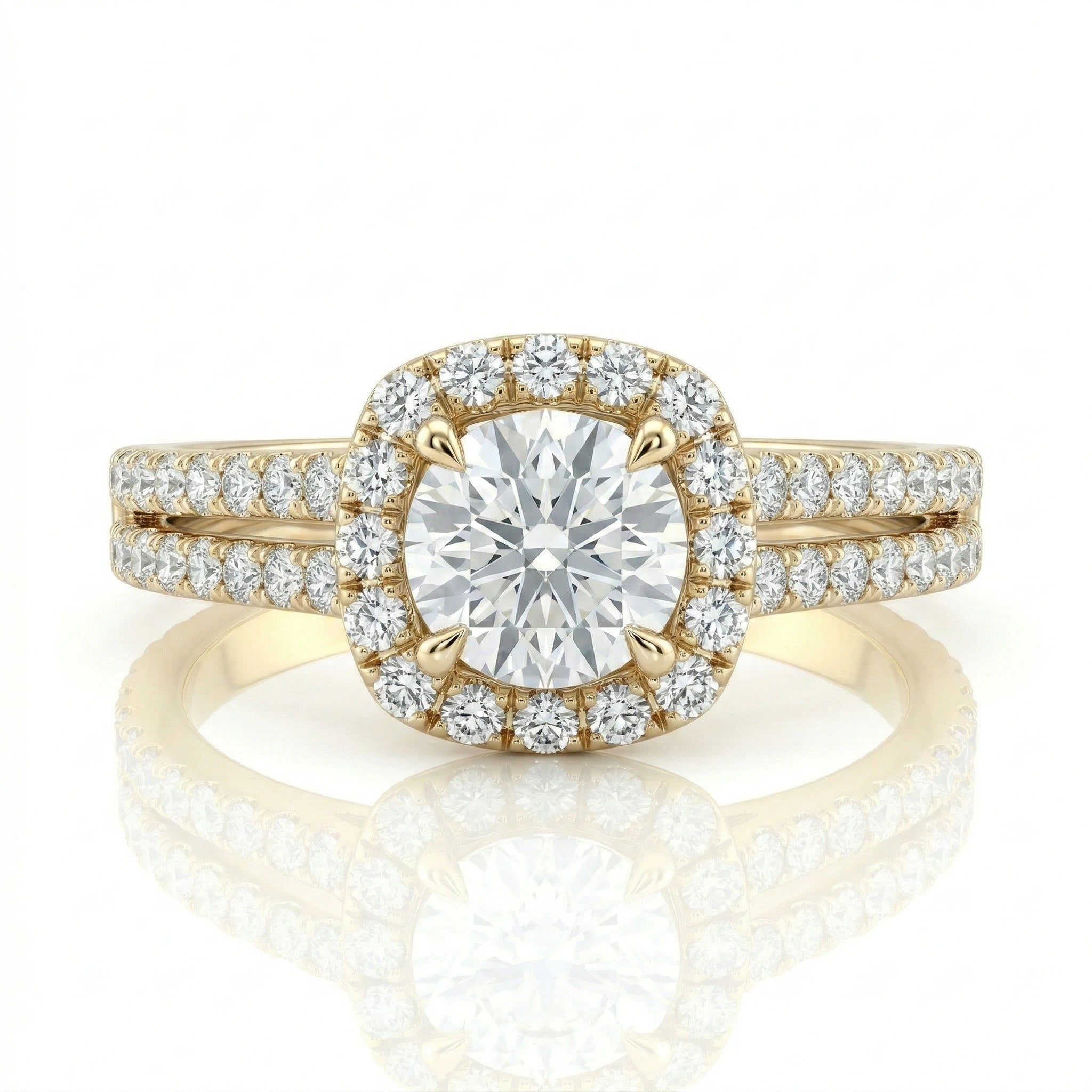 0.40ct GIA Round Cut Natural Diamond Halo Setting Engagement Ring Chloe's Jewellers