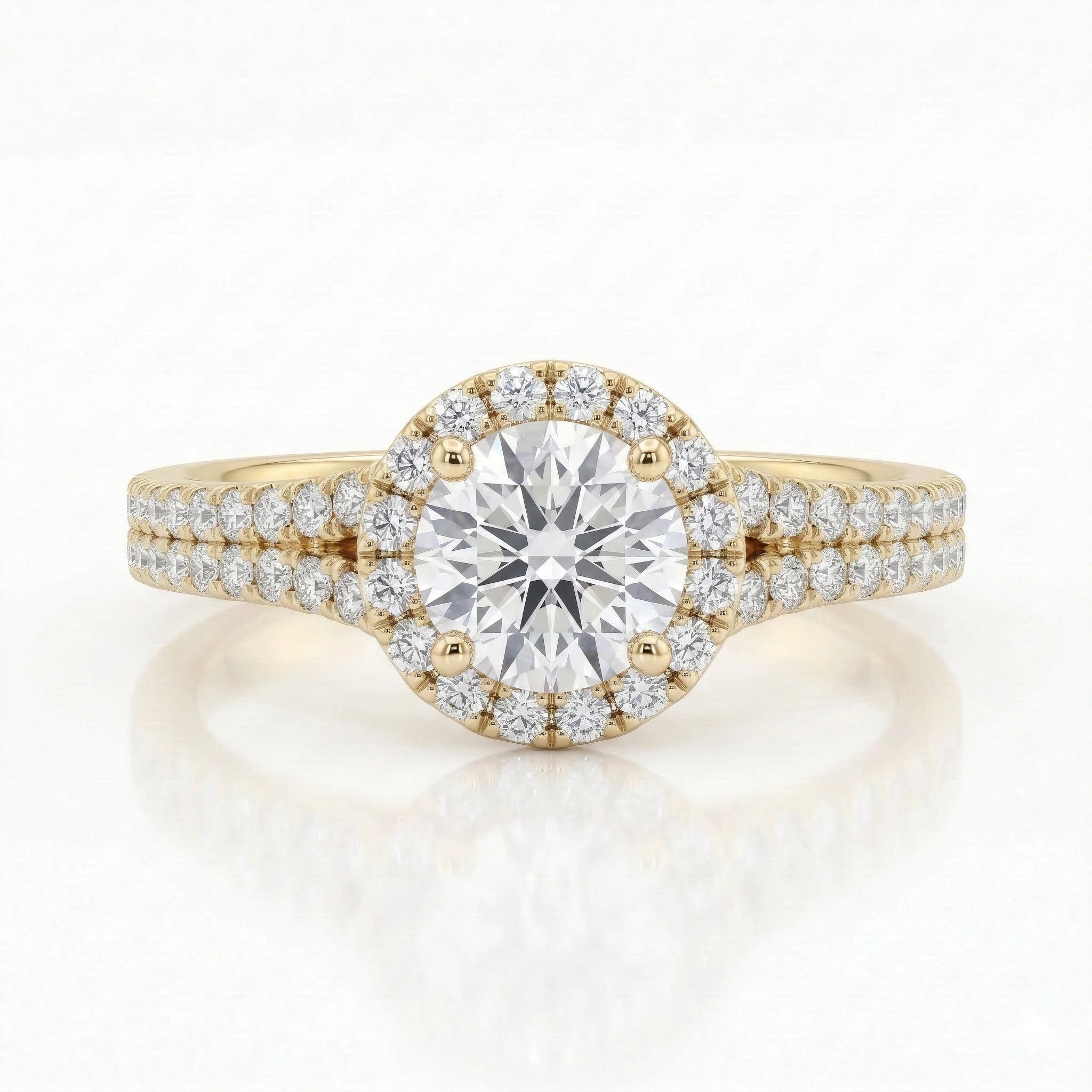 0.43ct GIA Round Cut Natural Diamond Halo Setting Engagement Ring, D / VS1 Chloe's Jewellers