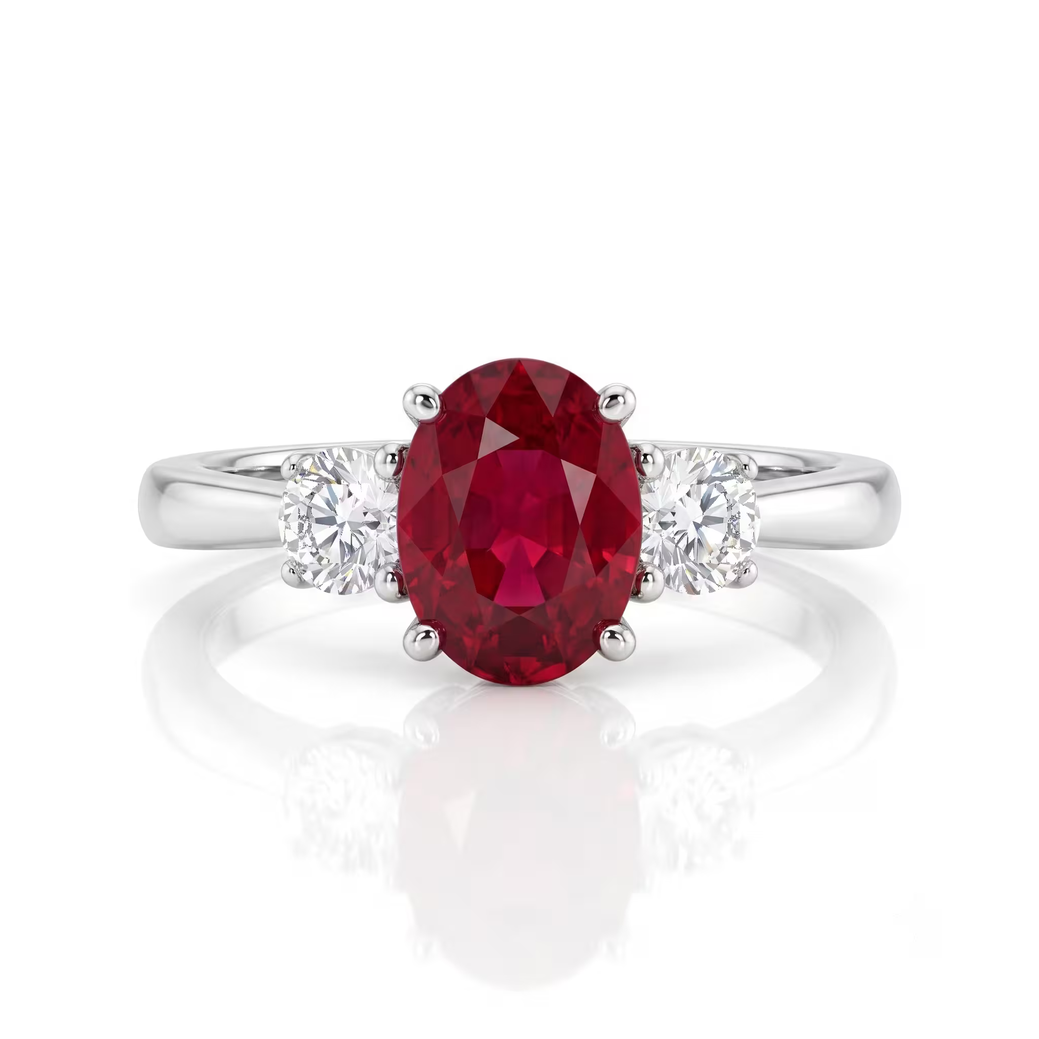 0.90ct Thai Ruby and Diamond Trilogy Engagement Ring Chloe's Jewellers