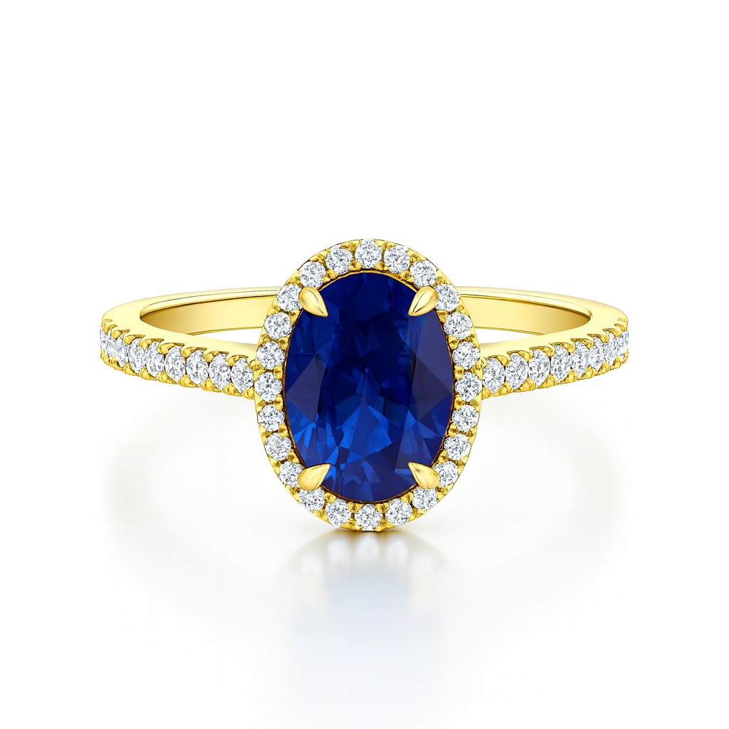 Peony Oval Halo Sapphire Ring