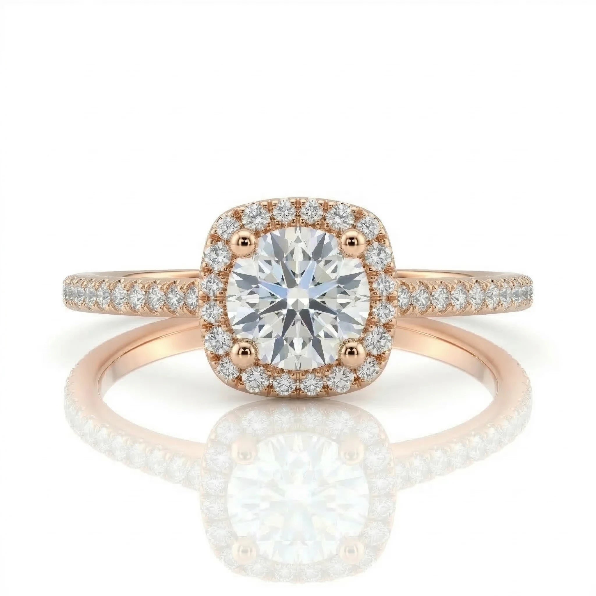 0.44ct GIA Round Cut Natural Diamond Halo Setting Engagement Ring
