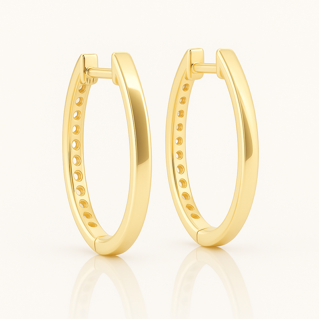 Grain Set Oval Hoop Diamond Earrings 0.24CT