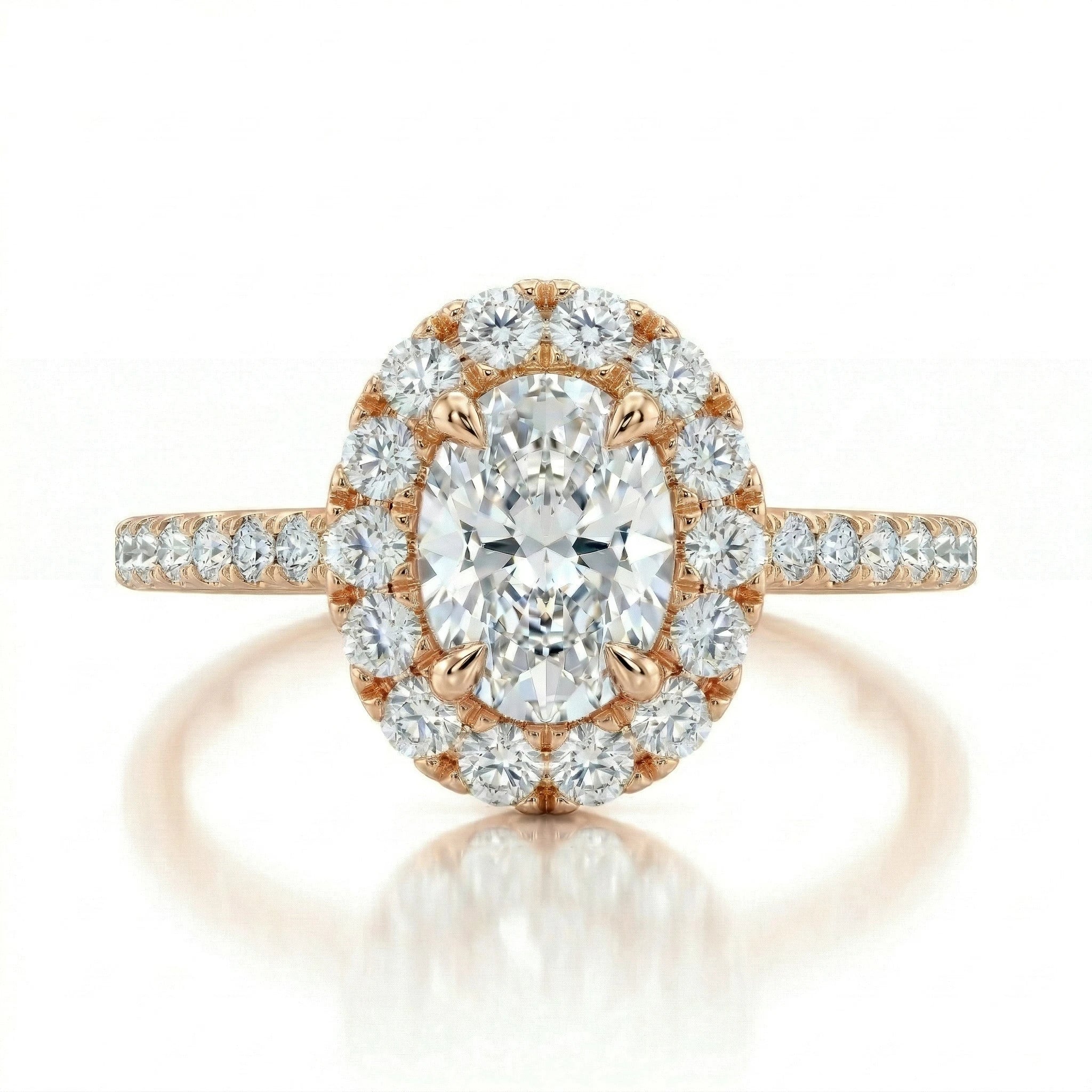 0.52ct GIA Natural Oval Cut Halo Setting Engagement Ring Chloe's Jewellers