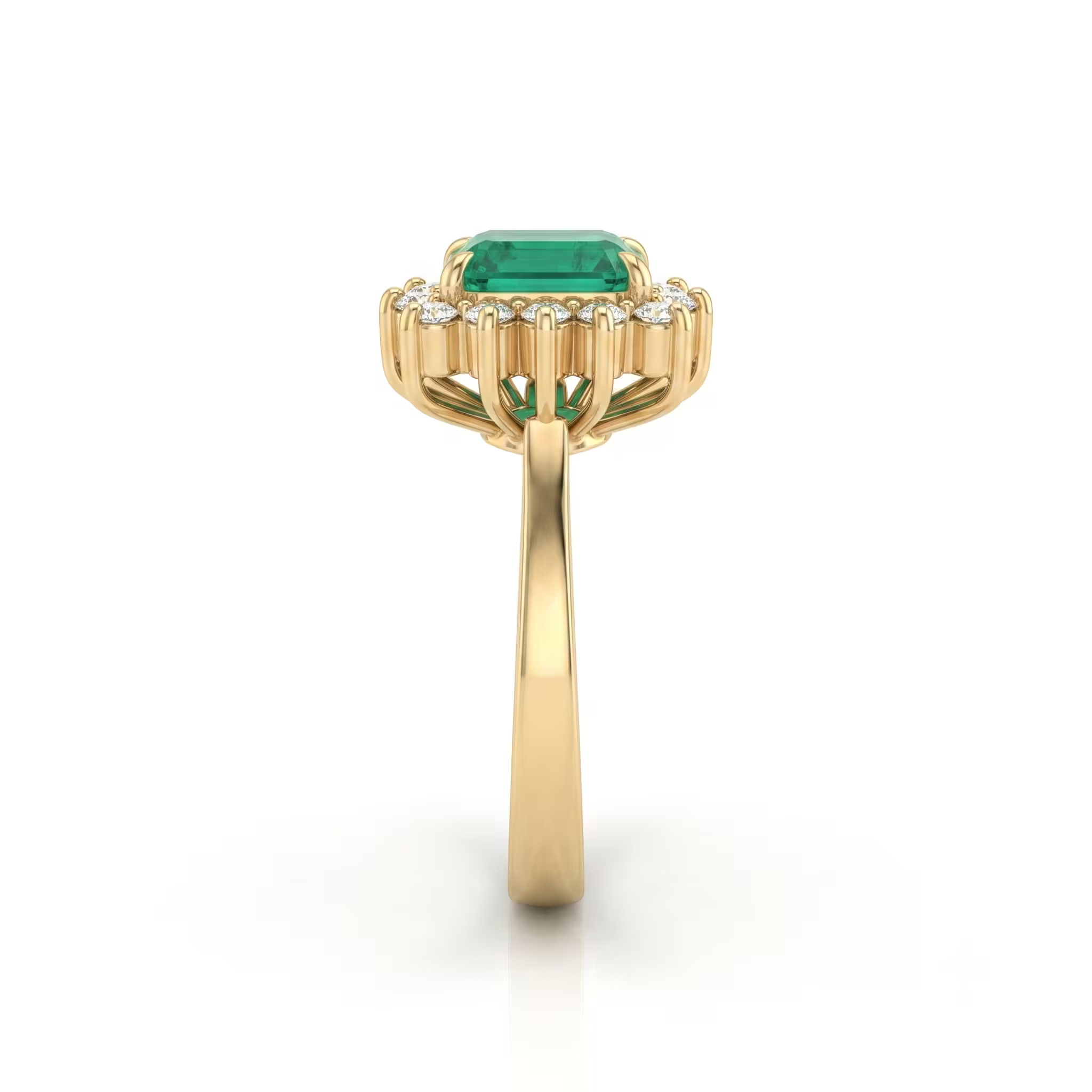 1.68ct Square Emerald Cut Colombian Emerald Halo Engagement Ring - 18K Gold