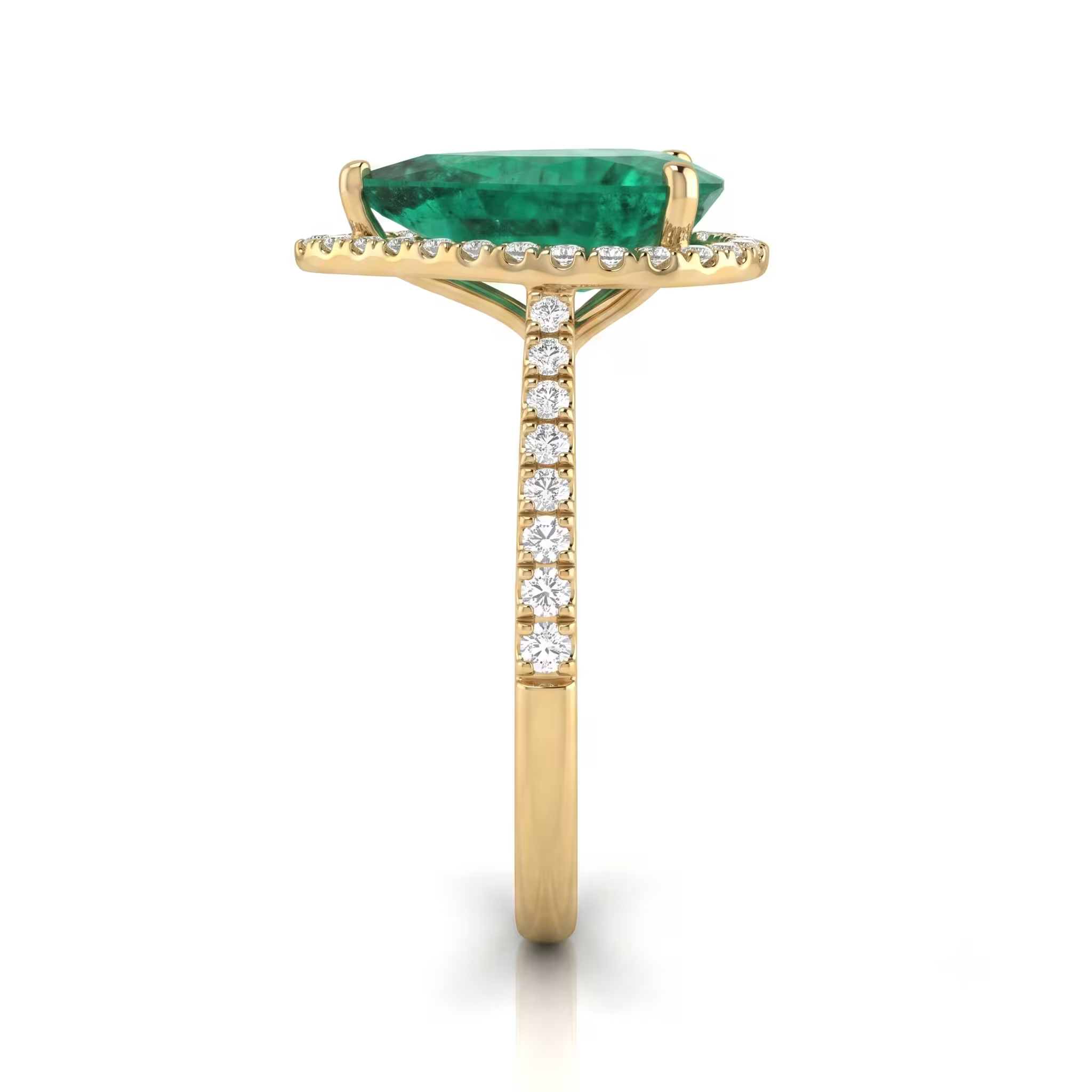 2.50ct Pear Cut Colombian Emerald Halo Setting Engagement Ring - 18K Gold
