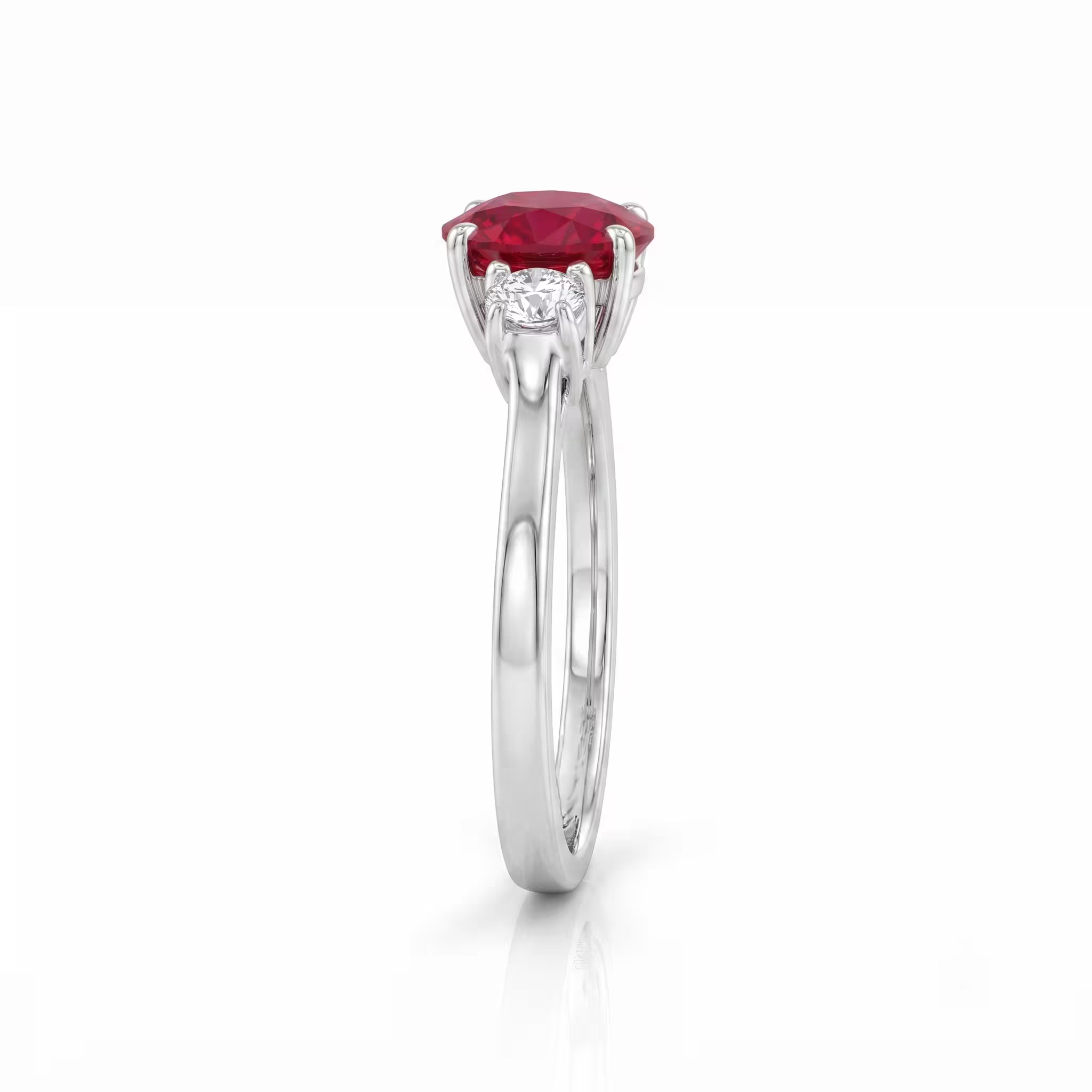 0.90ct Thai Ruby and Diamond Trilogy Engagement Ring Chloe's Jewellers