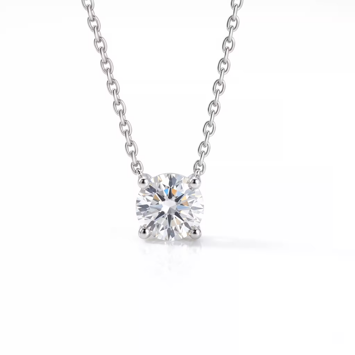 Round Cut Lab Grown Diamond 18K Yellow Gold Solitaire Pendant