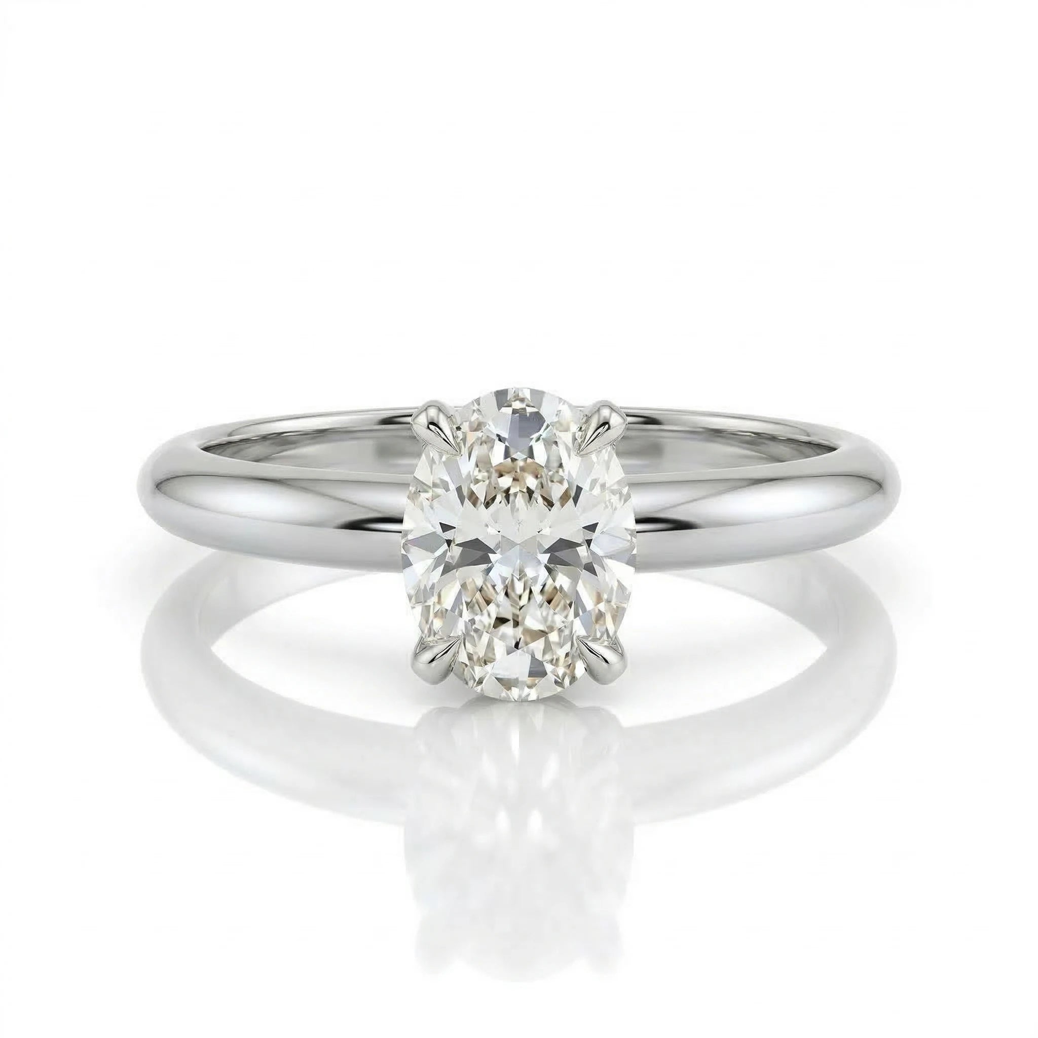 0.44ct Natural Oval Cut Solitaire Setting Engagement Ring