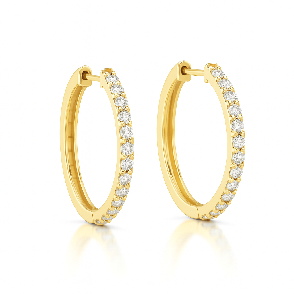 Grain Set Circle Hoop Diamond Earrings 0.26CT