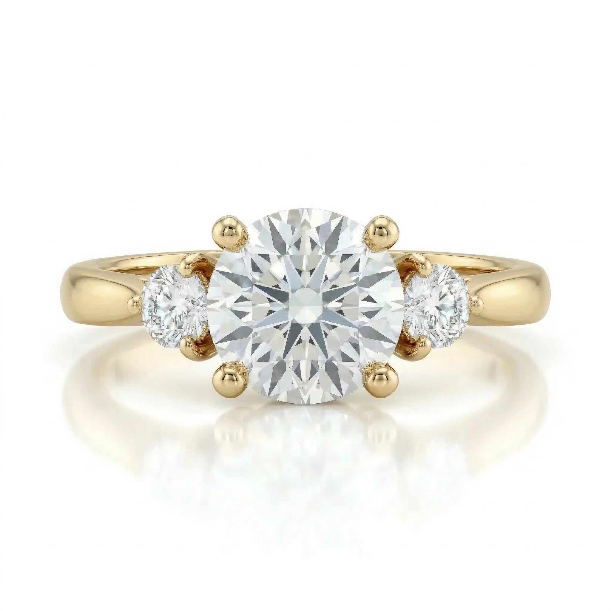 1.03ct GIA Round cut Natural Diamond Engagement Ring with 2 Side Stones Chloe's Jewellers