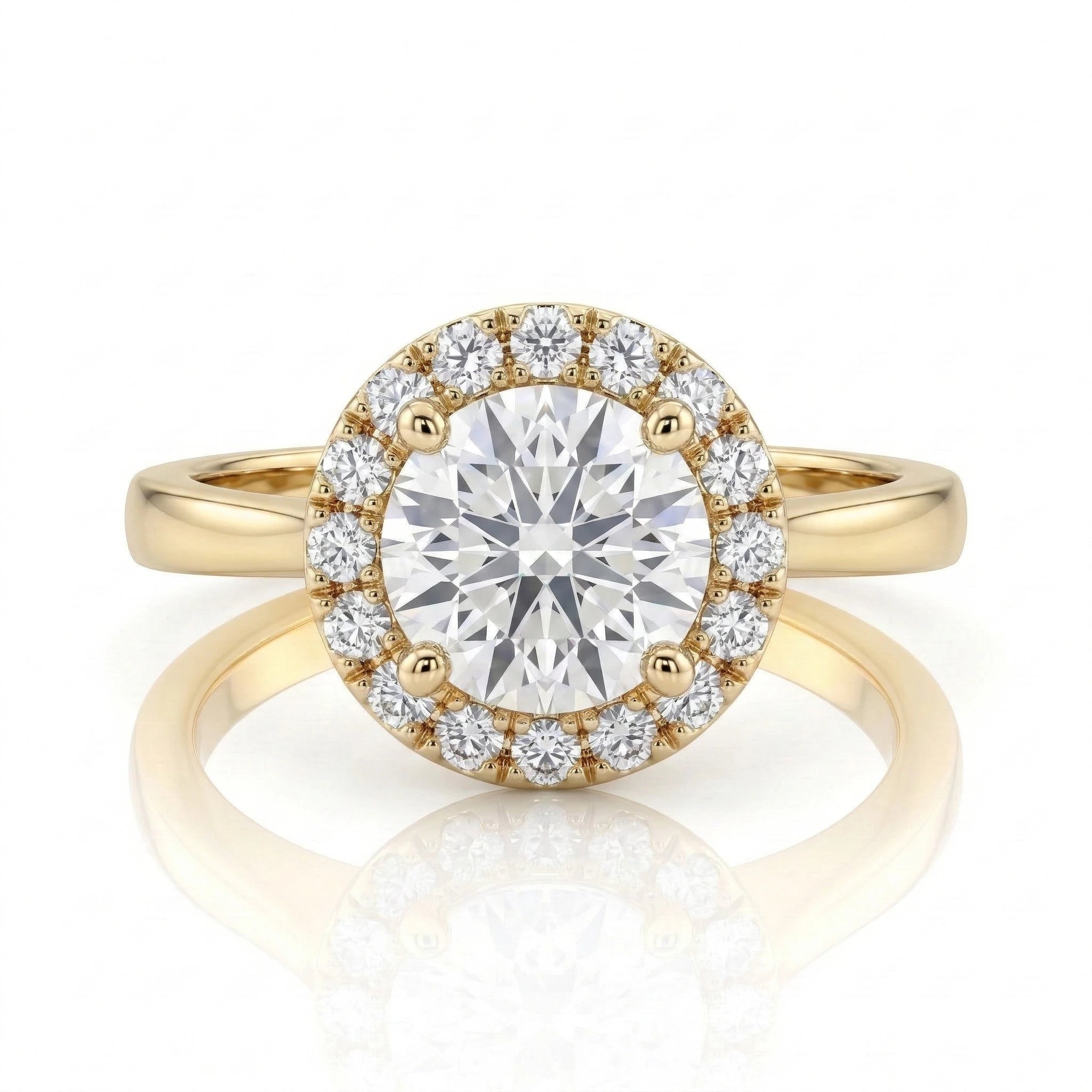 0.90ct GIA Round Cut Natural Diamond Halo Setting Engagement Ring, G / VS1 Chloe's Jewellers