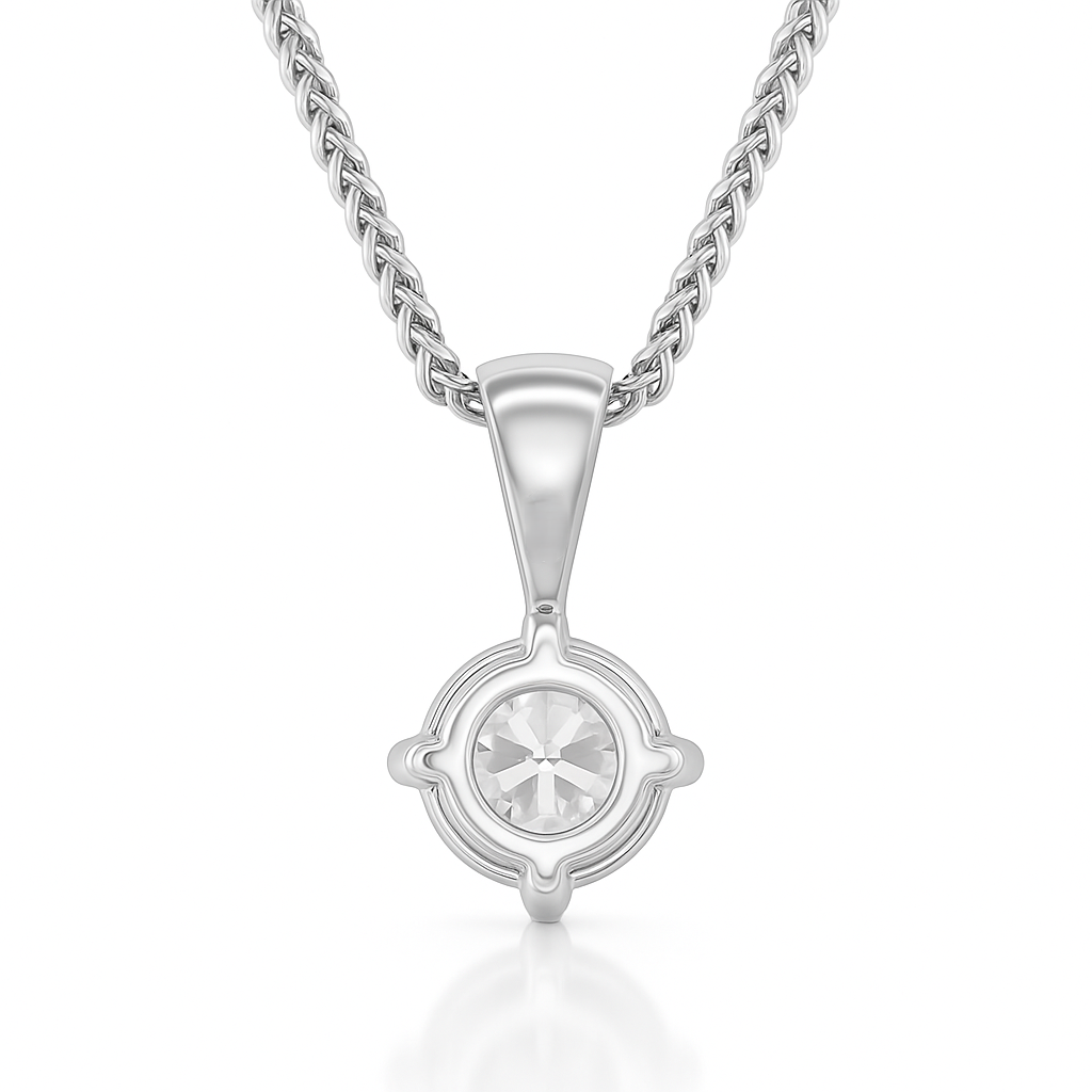 18K White Gold Round Brilliant Cut Natural Diamond Solitaire Pendant Necklace 1.00CT