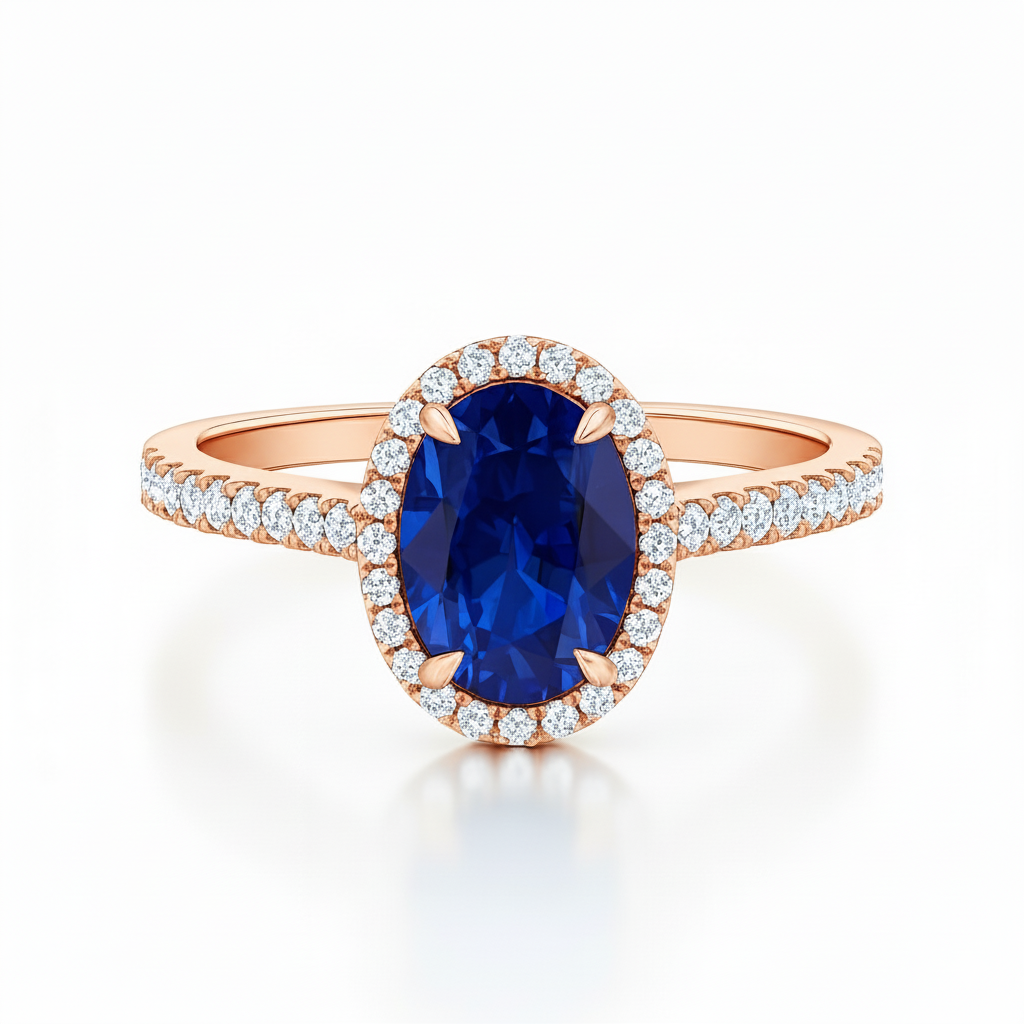 Peony Oval Halo Sapphire Ring