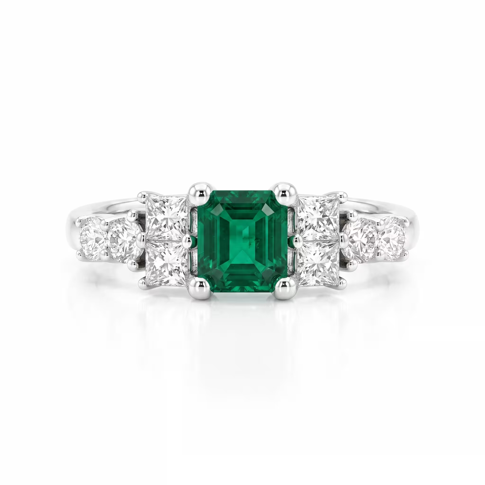 0.40ct Square Emerald Cut Colombian Emerald Engagement Ring - 18K Gold