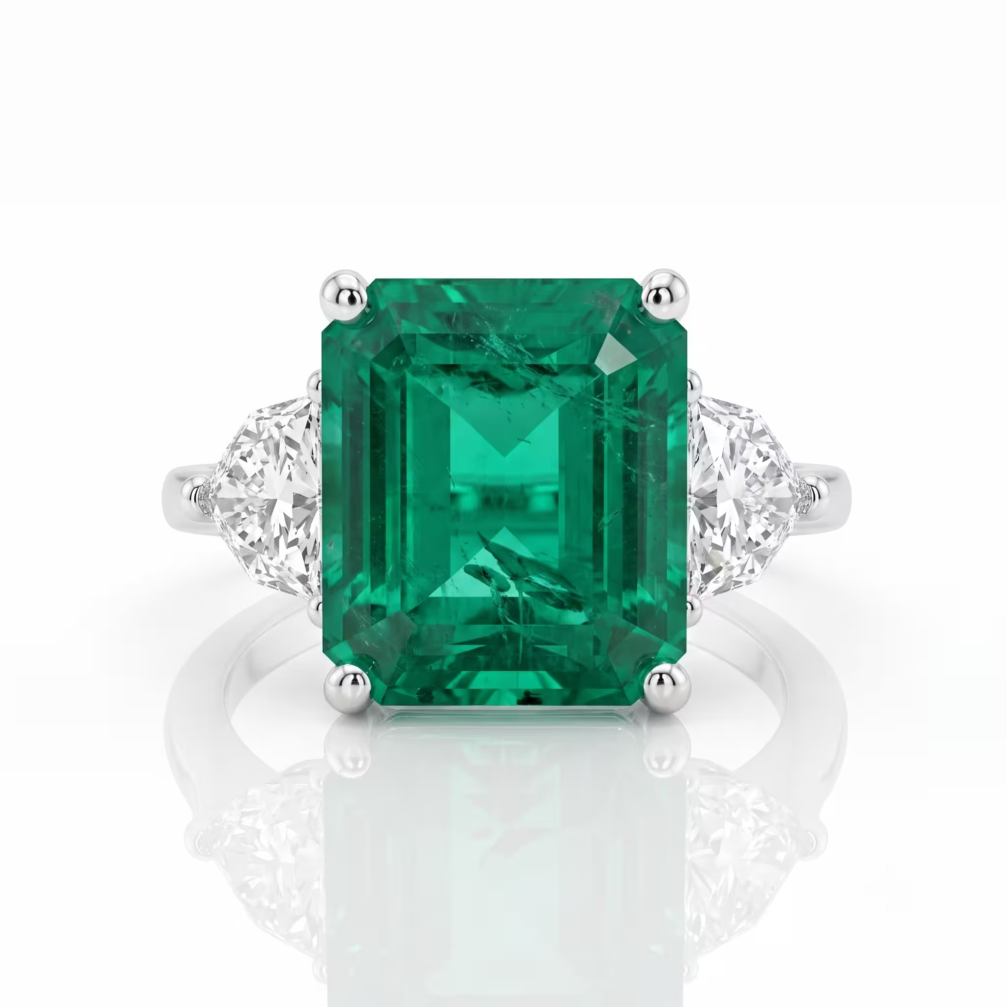 5.23ct Emerald Cut Zambian Emerald Engagement Ring - 18K Gold