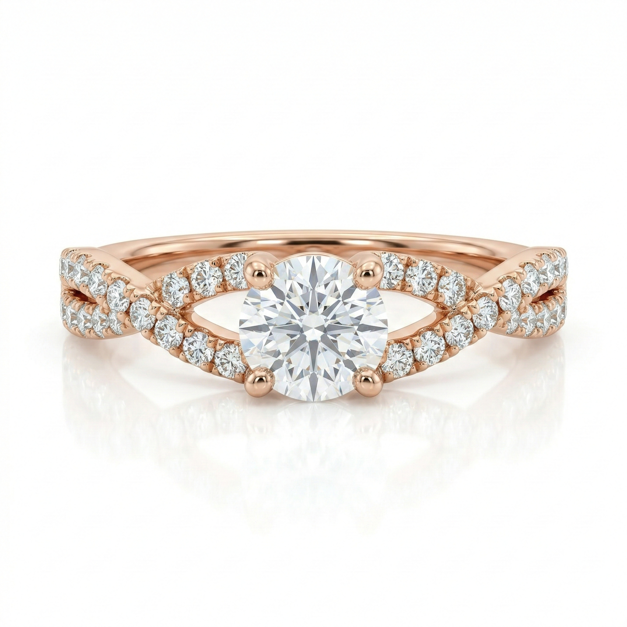 0.43ct Round Cut Natural Diamond Engagement Ring with Split Shank