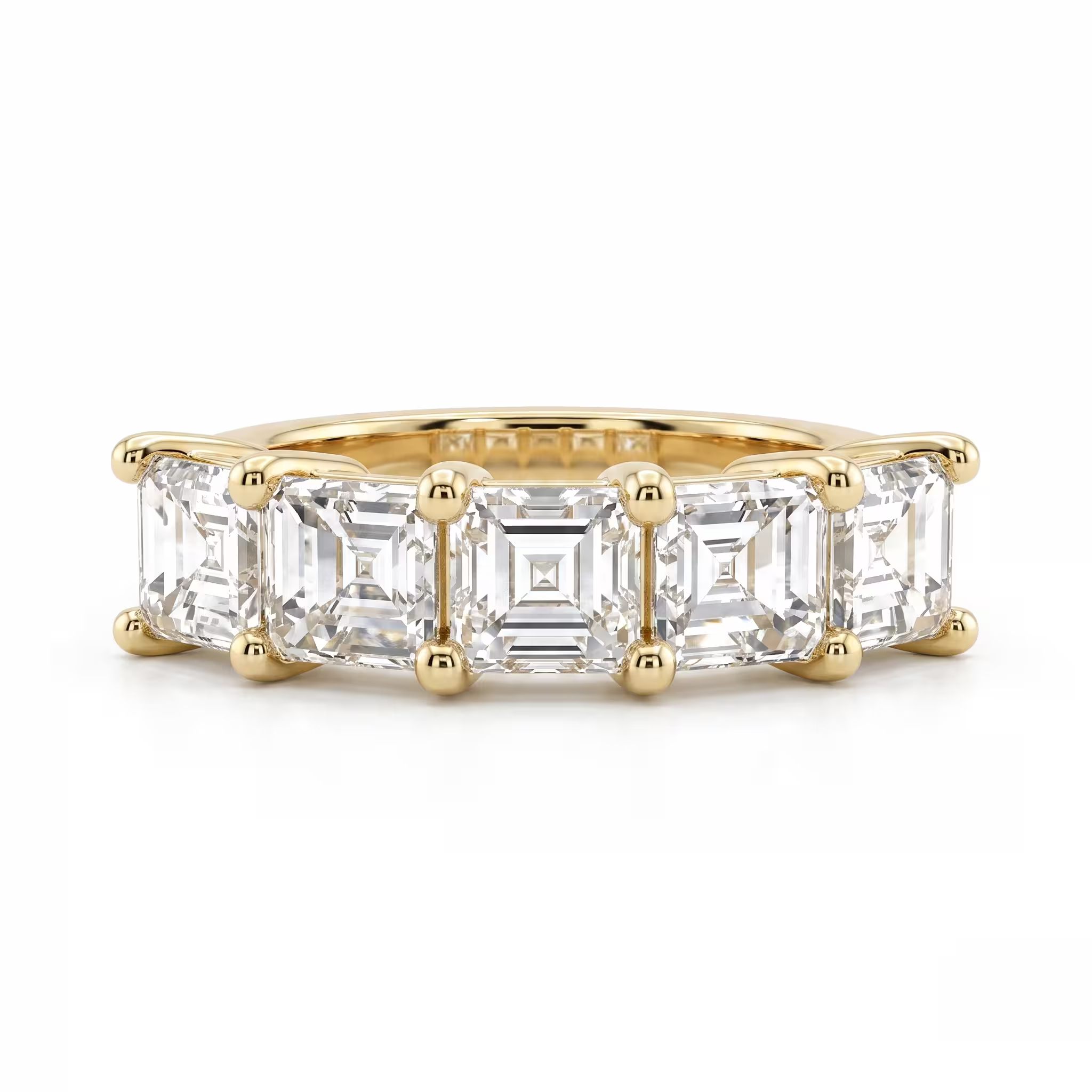 5 Natural Princess Diamond Wedding Band