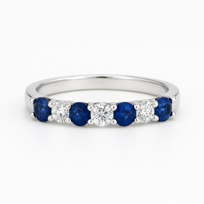Blue Sapphire & Diamond Eternity Ring