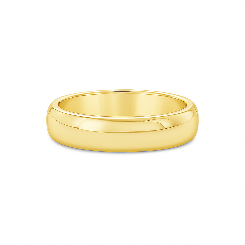 Classic D Shape 18k Gold Band 5mm
