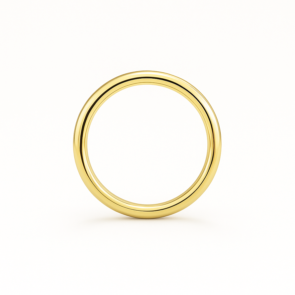 Classic D Shape 18k Gold Band 5mm