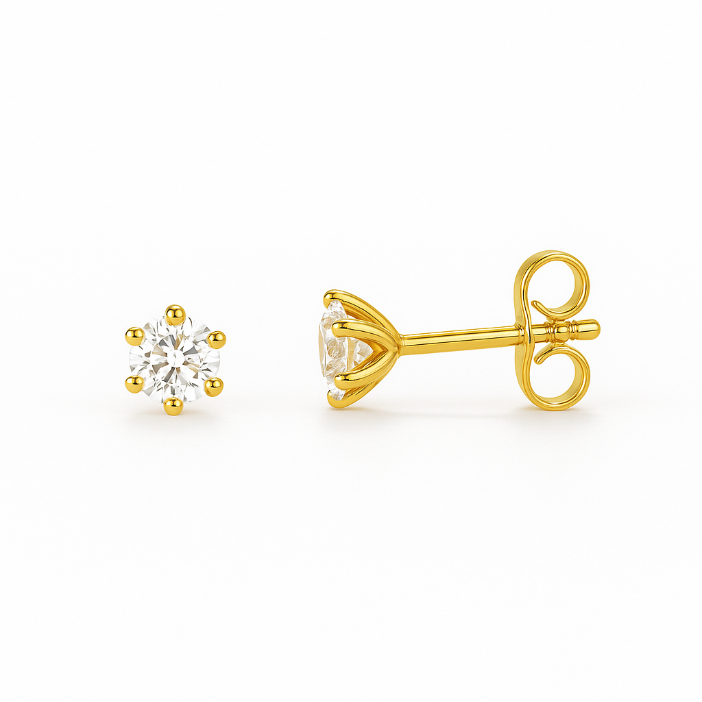 Diamond Stud Earrings  0.52ct 18K YELLOW GOLD