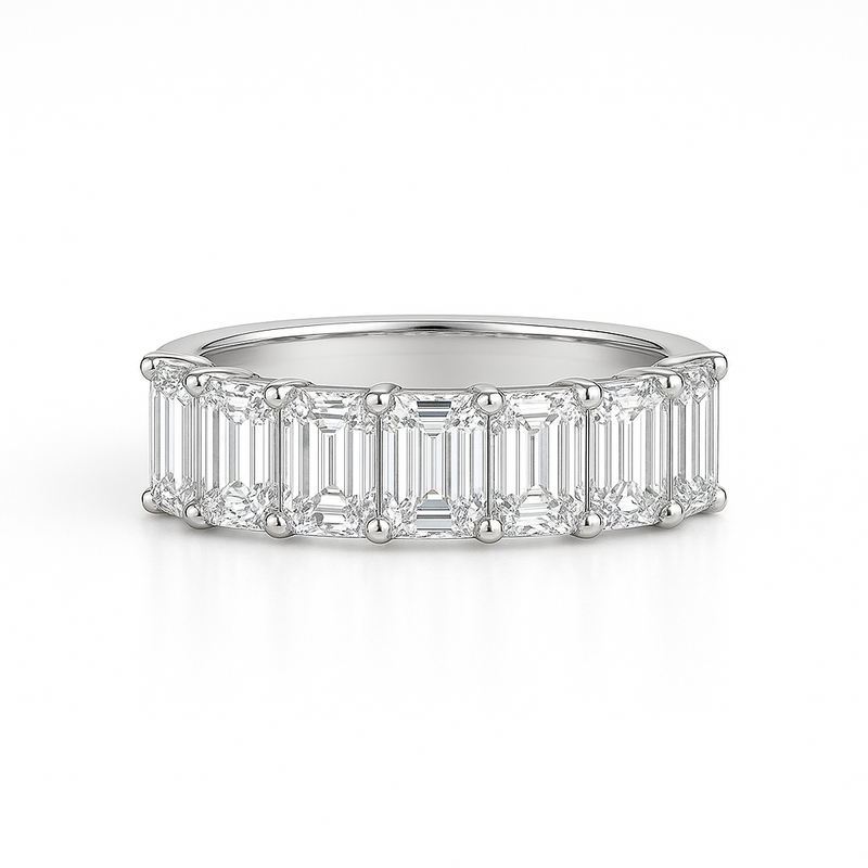 Emerald Diamond Half Eternity Ring