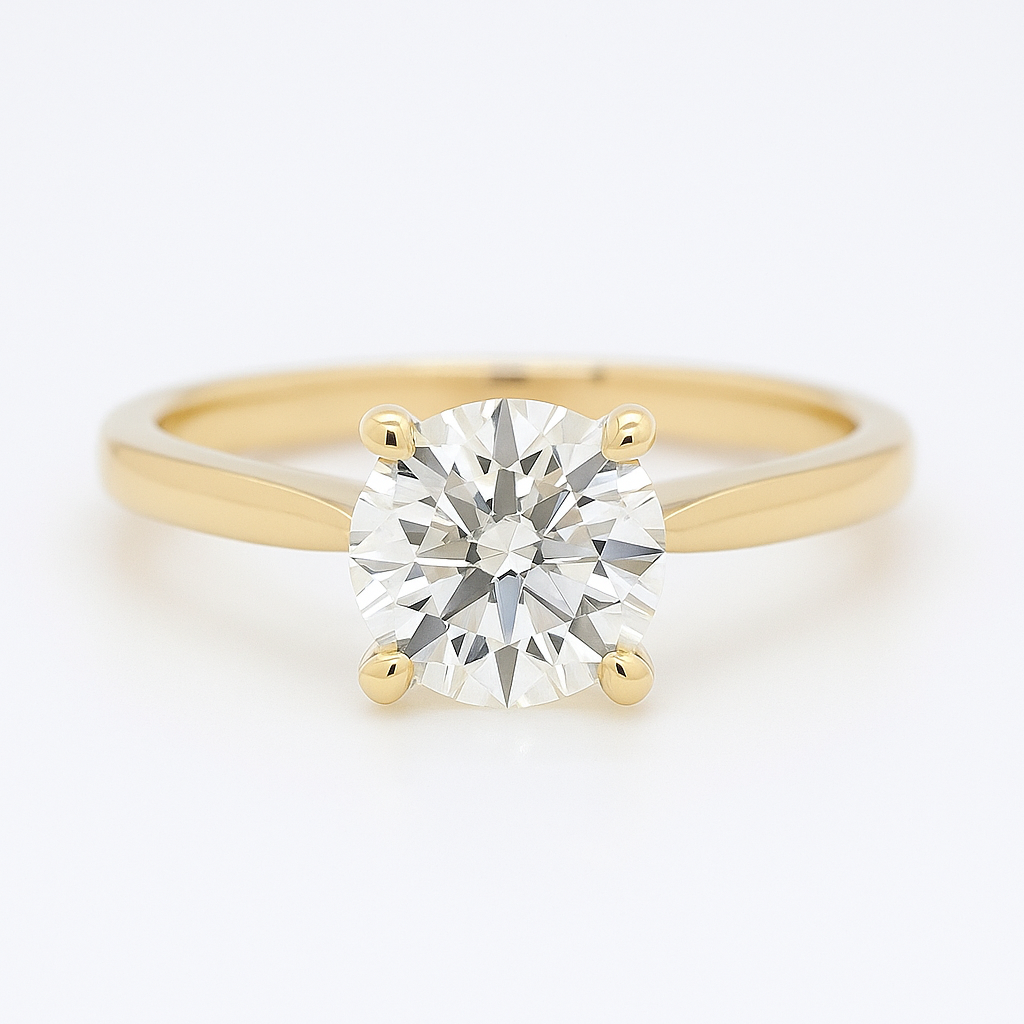 Engagement ring | Wedding ring | 18k yellow gold ring | Single stone ring | Natural diamond ring