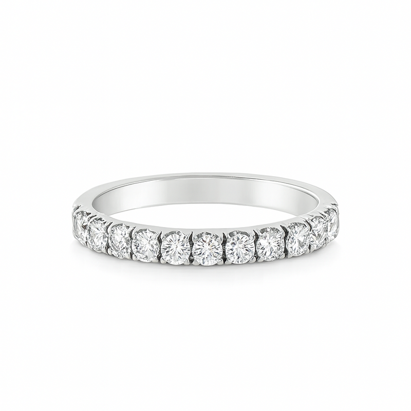 Grain Set Half Eternity Ring | 0.56ct F VS1 Diamond Ring | Platinum Claw Set | Size M½ Adjustable