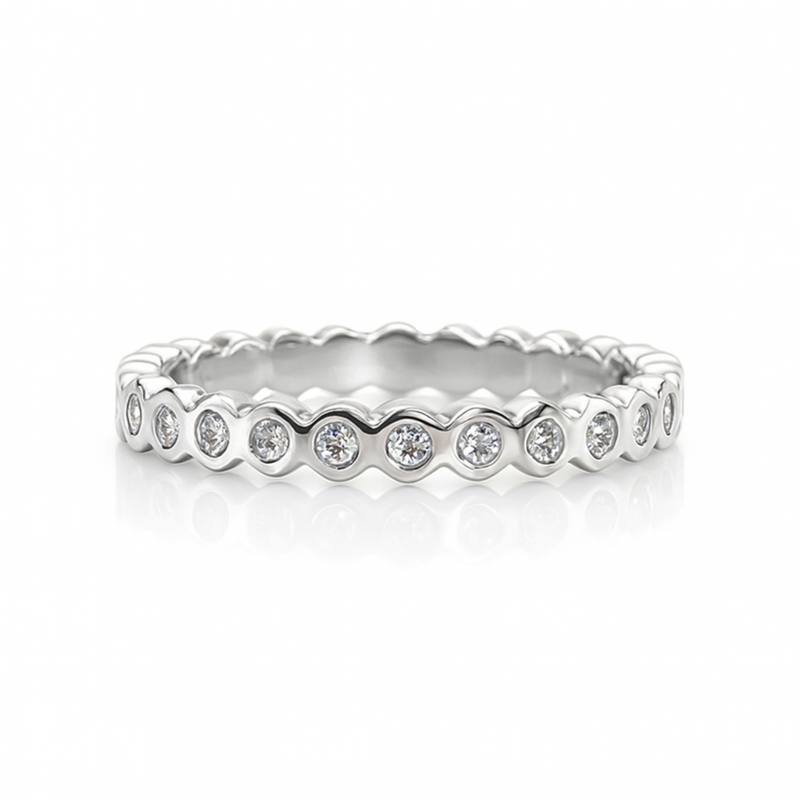 Hexagonal Platnium Full Eternity Ring