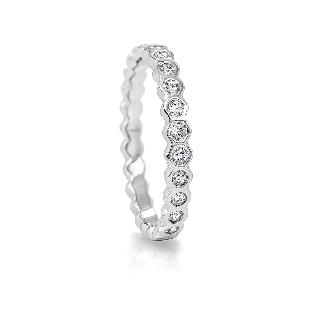 Hexagonal Platnium Full Eternity Ring