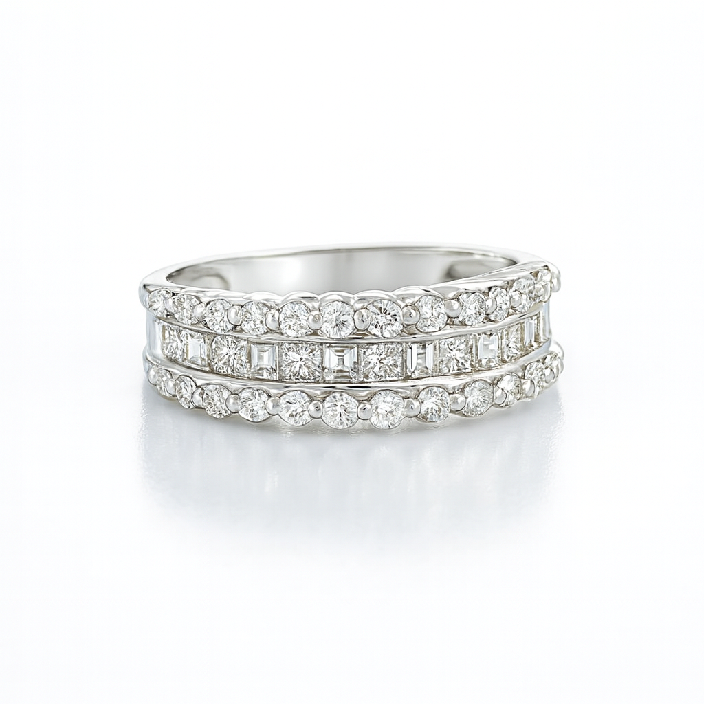 Mix Cut Diamond Half Eternity Ring