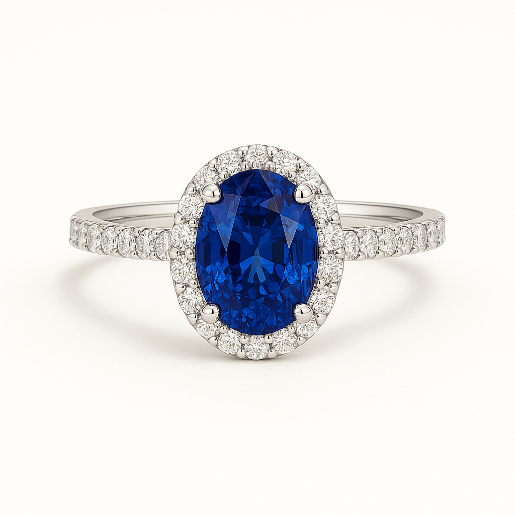 Peony Oval Halo Sapphire Ring