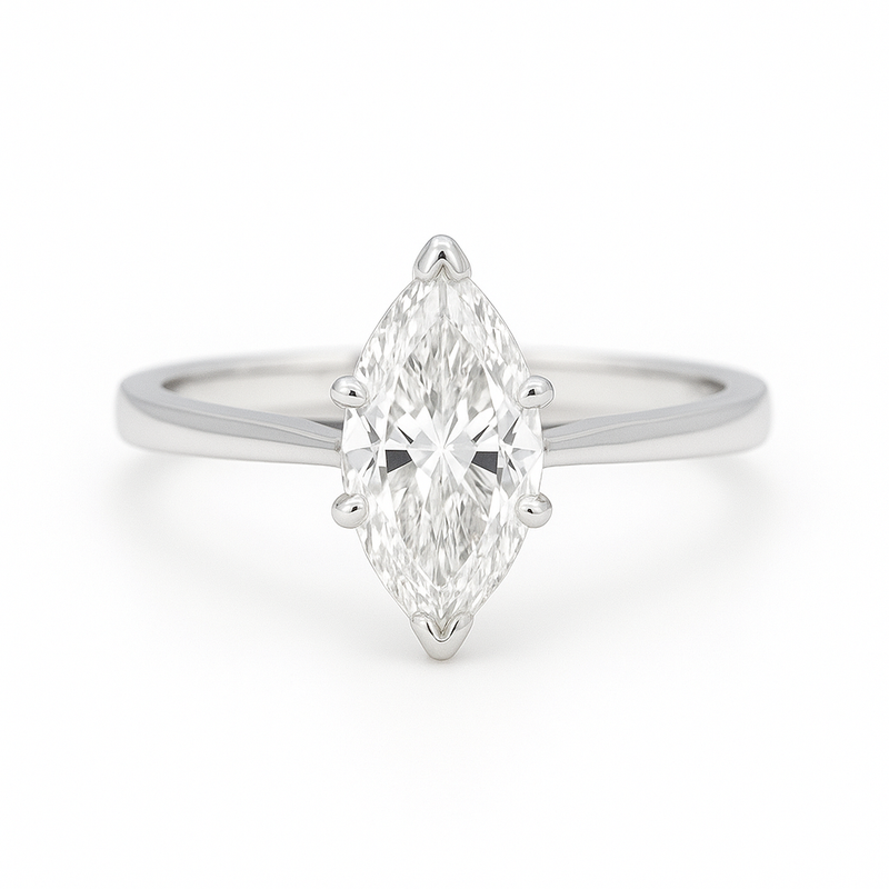 Platinum Marquise Diamond Solitaire Engagement Ring – 0.80ct H/VVS1