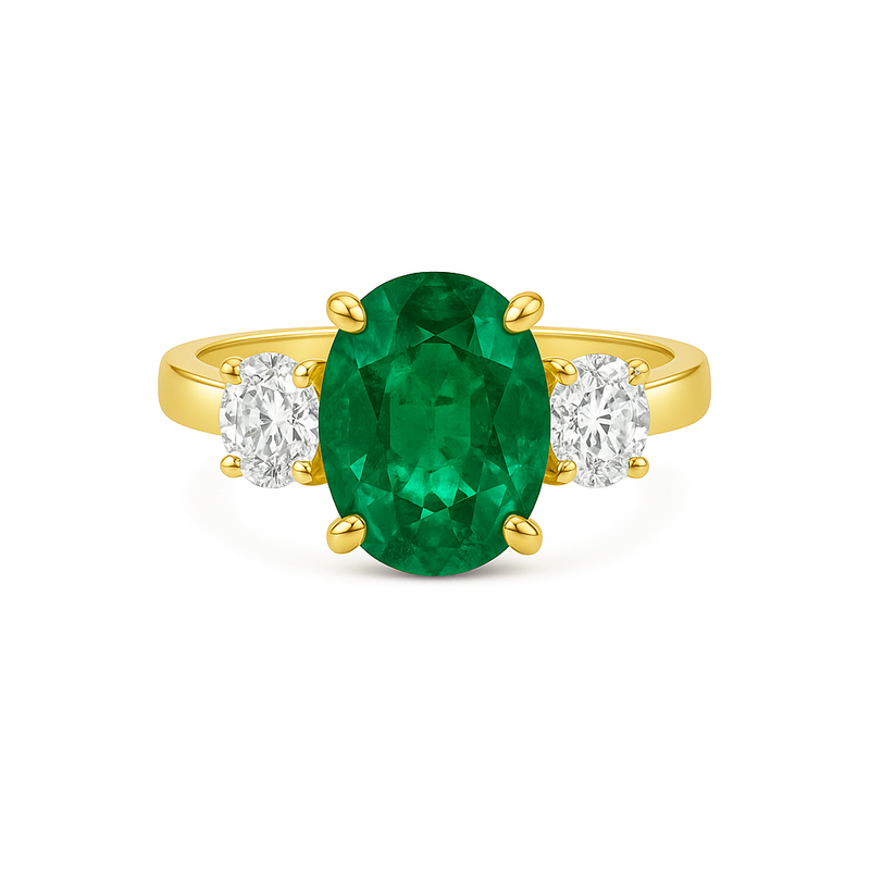 Primrose Green Emerald & Diamond Ring