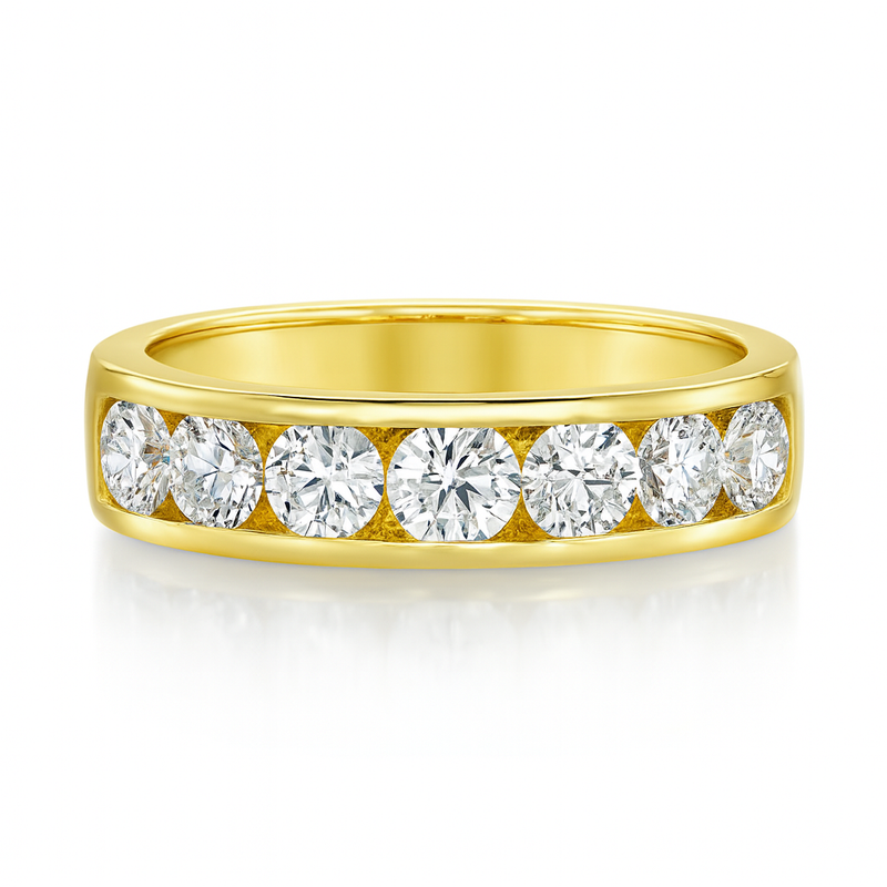 Round Diamond Channel Eternity Ring 18k Gold