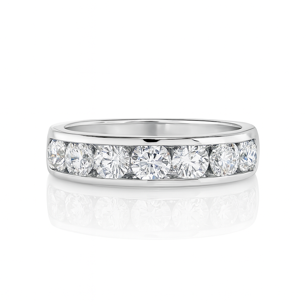 Round Diamond Channel Eternity Ring Platinum