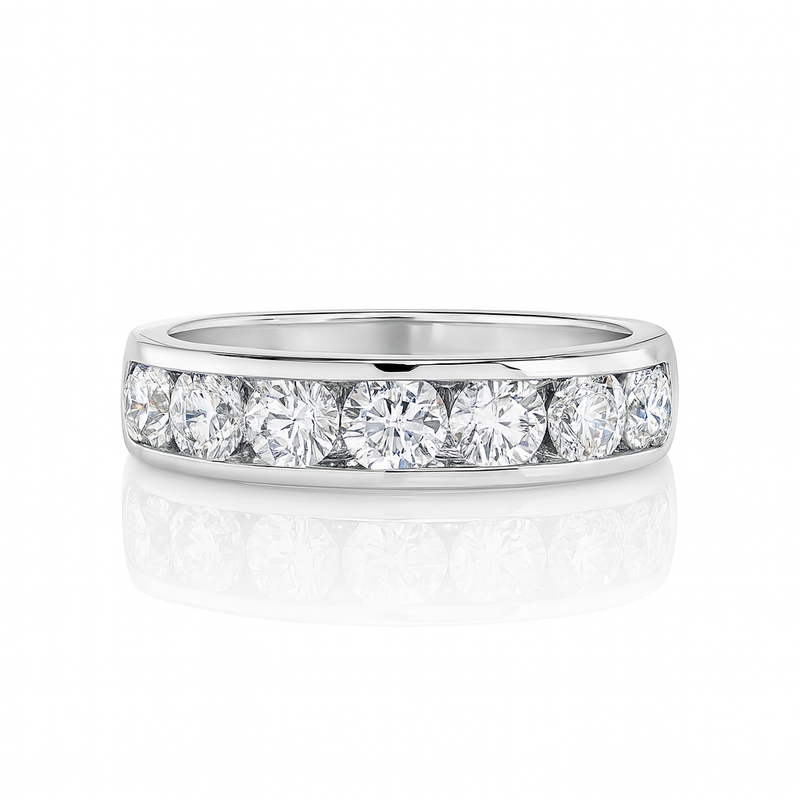 Round Diamond Channel Eternity Ring Platinum