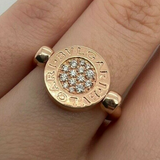 Pre-Owned BVLGARI Flip Ring - Jade & Diamond 18k Rose Gold