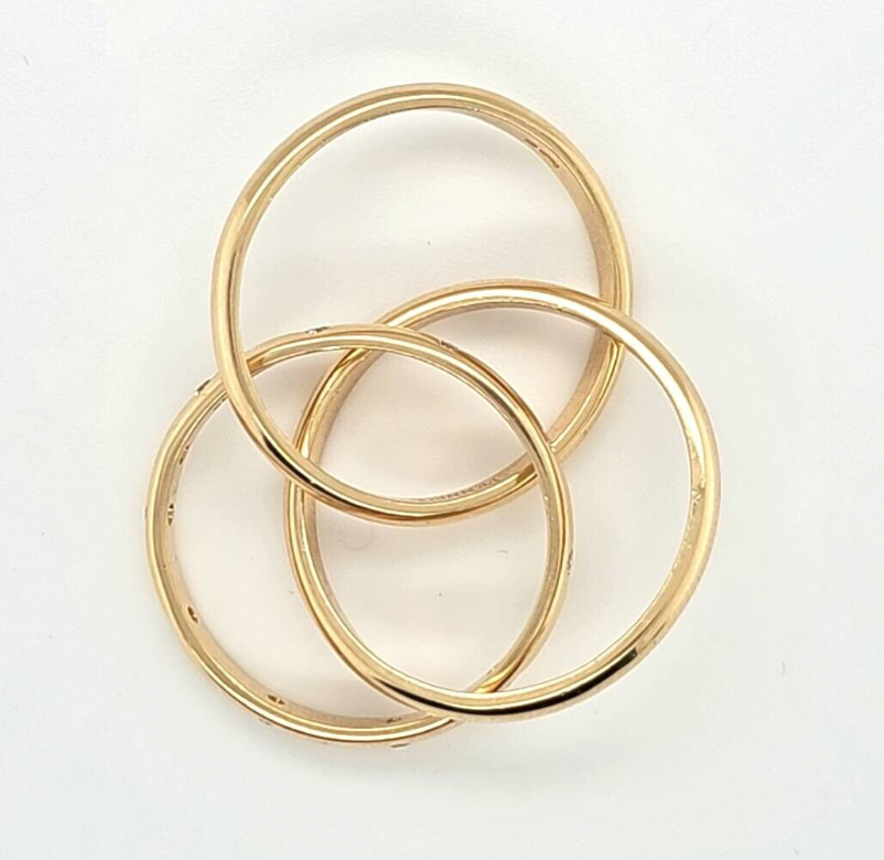 Theo Fennell Triple Band Ring | 18K Yellow Gold & Diamonds | Size Q