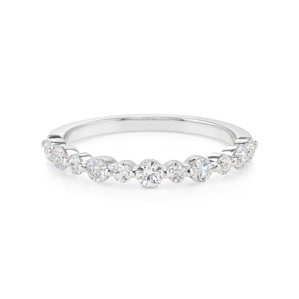 Single Claw Diamond Half Eternity Ring