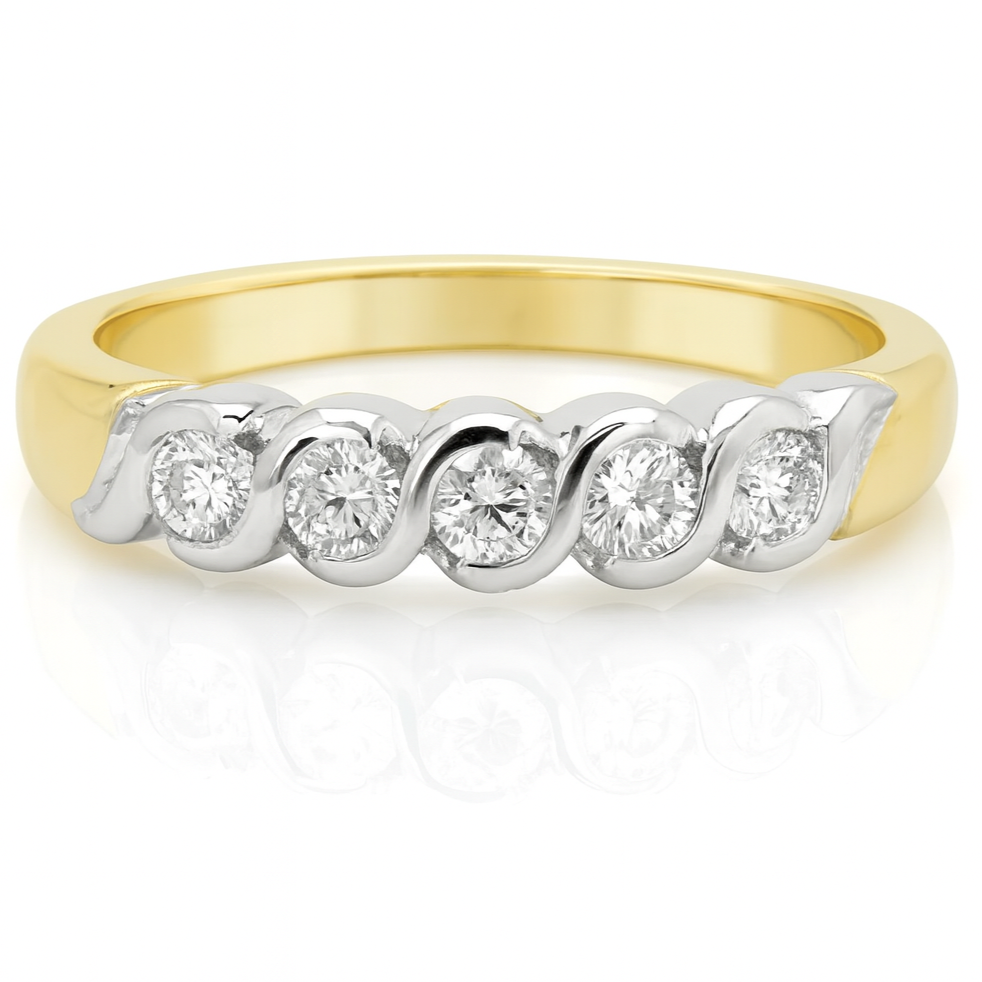 Two Tone Half Eternity Ring