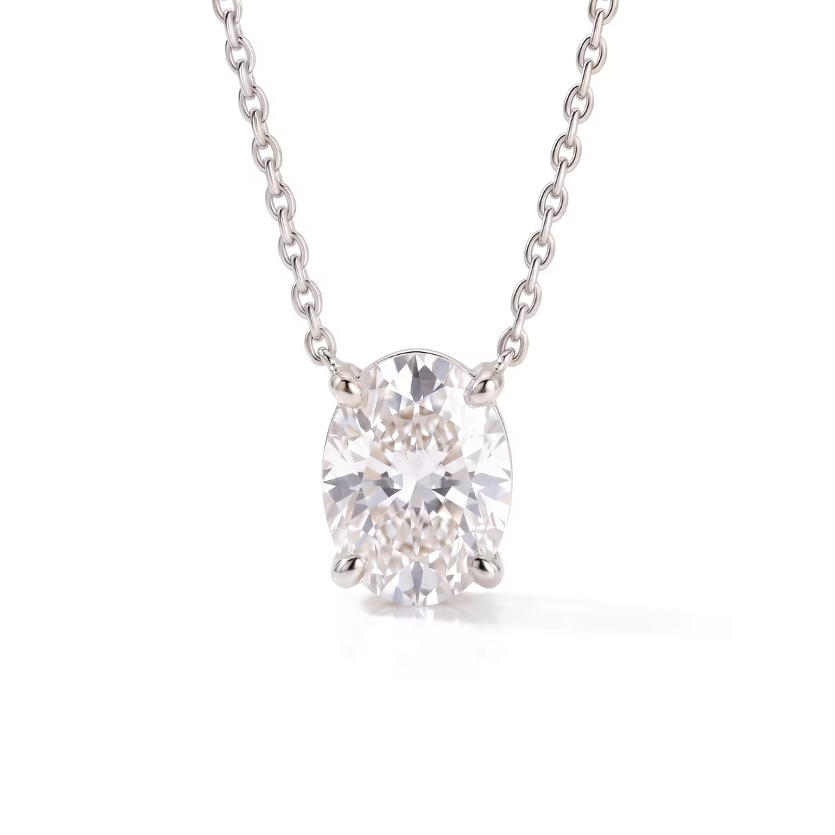 Oval Cut Lab Grown Diamond 18K Yellow Gold Solitaire Pendant